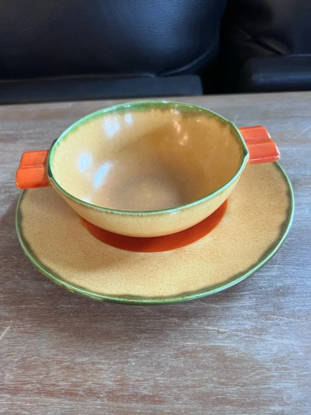 𝑬𝒙𝒓𝒆𝒎𝒆𝒍𝒚 𝑹𝒂𝒓𝒆 Egersund Art Deco 1930s Pottery Bowl and Saucer Norway - Picture 2 of 12